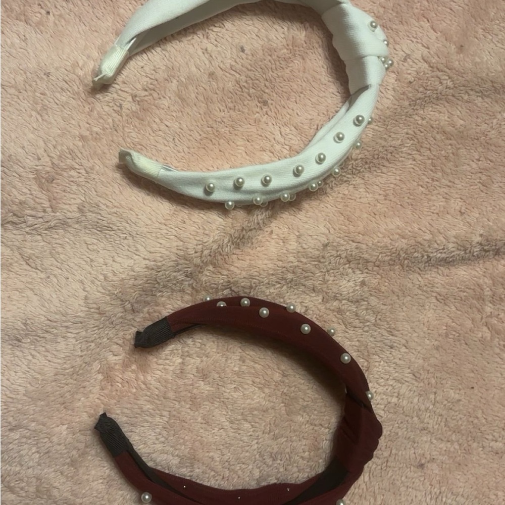 White and maroon headbands